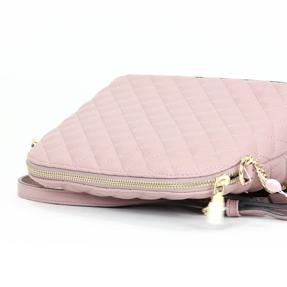 Mauve Quilted Faux Leather Purse Chain Strap Cross Body Shoulder Bag - Picture 2 of 10